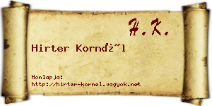 Hirter Kornél névjegykártya